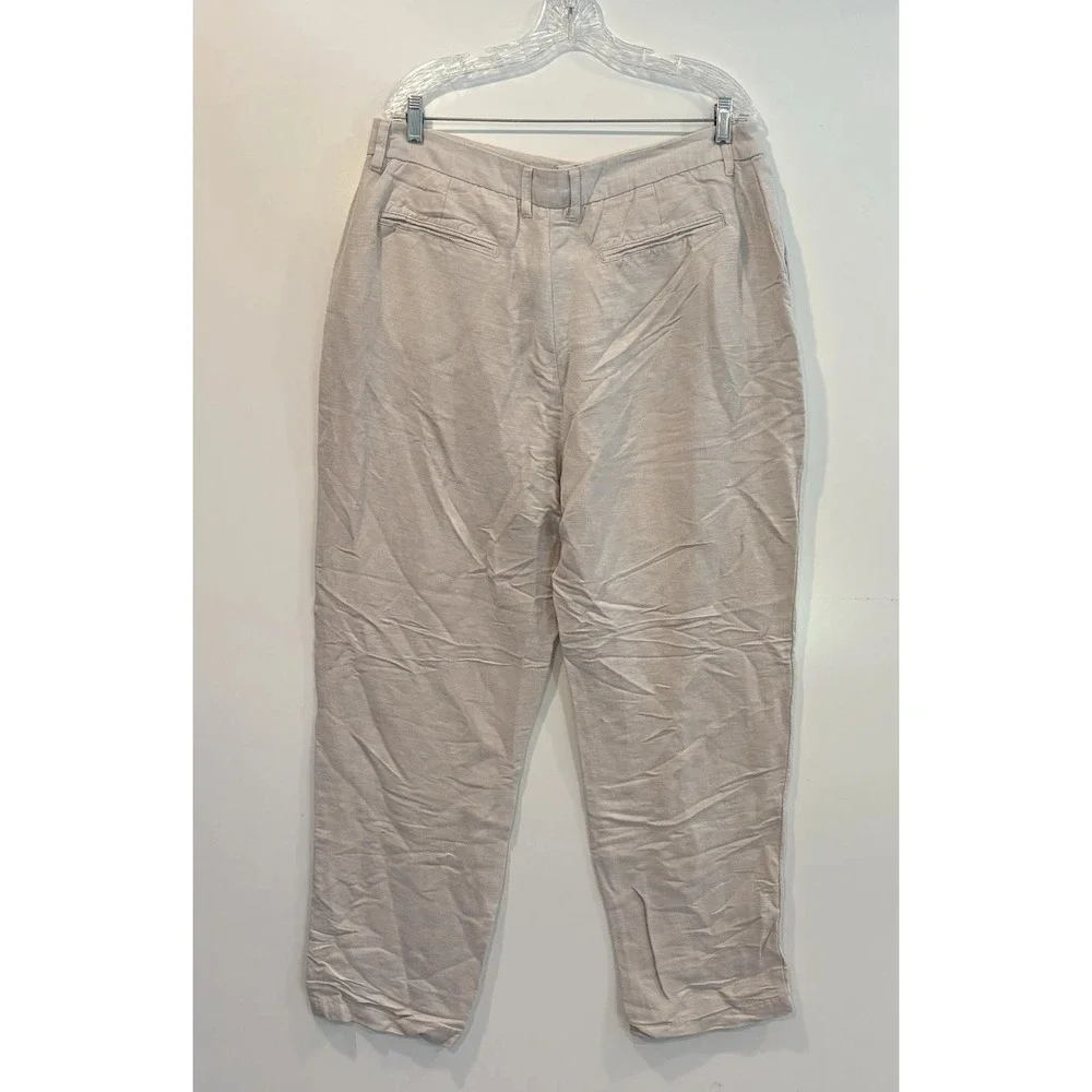 Magaschoni Man European Linen Blend Trousers Beige Straight Leg Mens Size 36 NEW